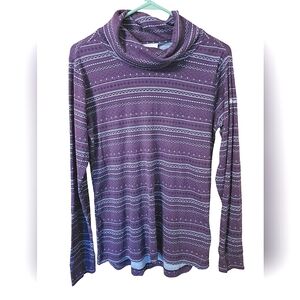 Columbia Purple Aztec Print Turtle Neck Long Sleeves Top Women's Size Large